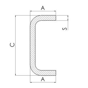 Швелер гнутый равнополочный сталь нержавеющая 20*90*20*2*3000